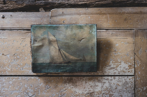 Rustic French Boat Painting on Canvas