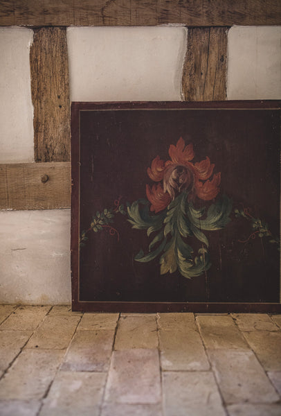 French Vintage Floral Painting on Board