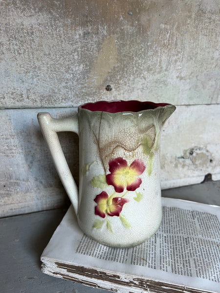 French Vintage Gorgeous Barbotine Jug