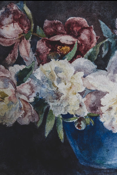 Large Beautiful Flower Watercolour Painting 1938