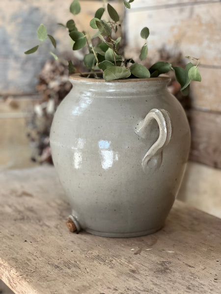 Large Handled French Confit Jar in Blue