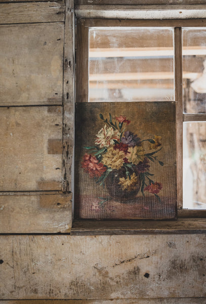 Beautiful French Floral Oil on Board