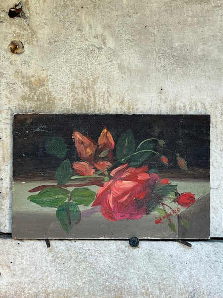 Small Vintage French Roses Oil Painting