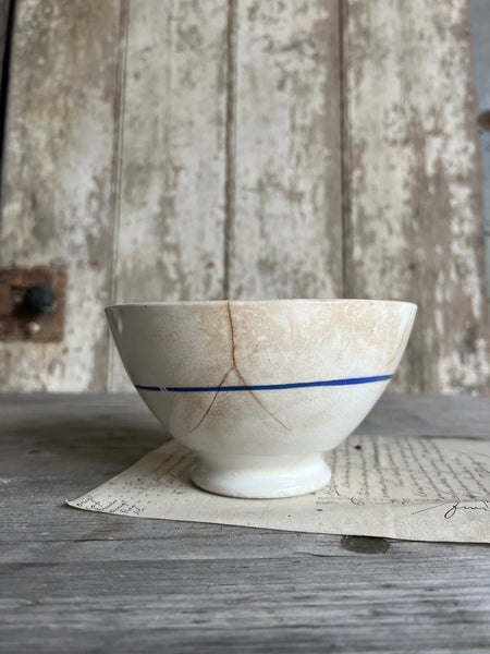 French Cute Rustic Floral Stencil Cafe au Lait Bowl