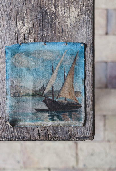 Sweet Antique Boat on Canvas
