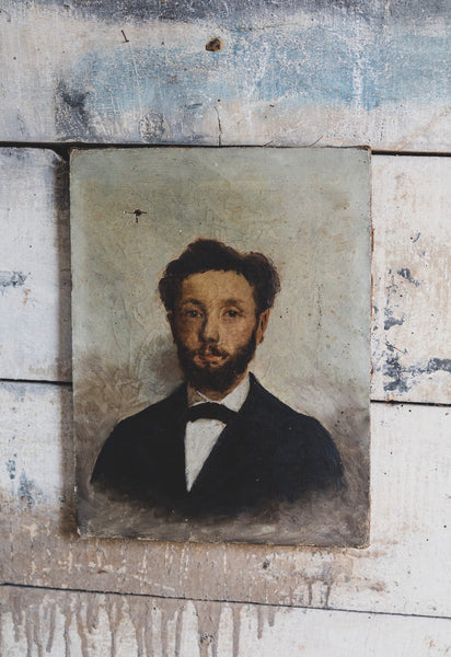 French Male Portrait Oil on Canvas