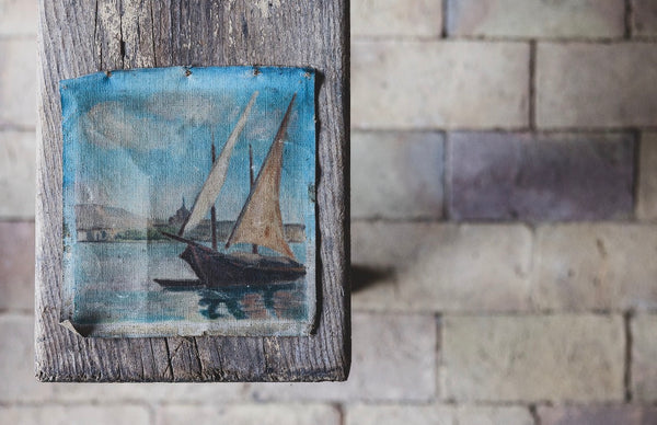 Sweet Antique Boat on Canvas
