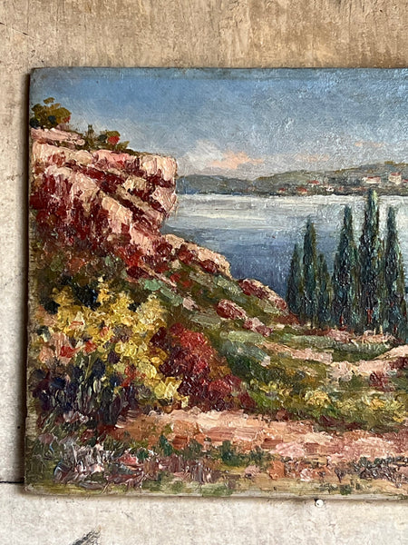 South of France Landscape Oil on Board