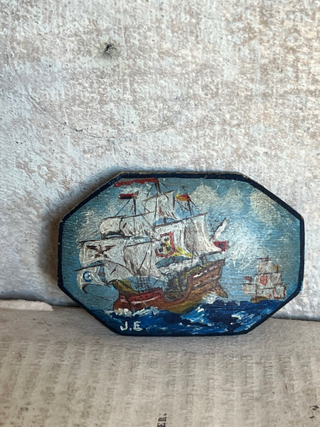 French Antique Handpainted Brooch