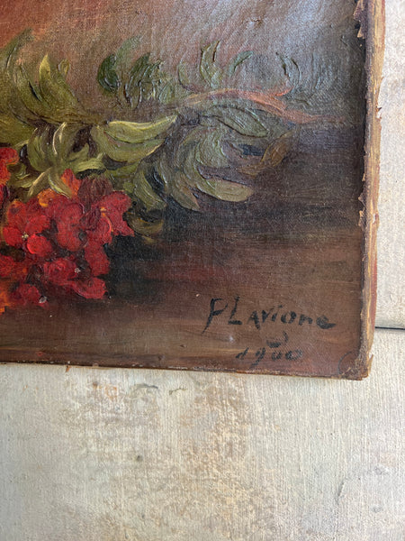 Dark Floral Oil on Canvas 1900