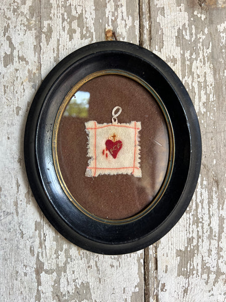 French Framed Sacred Heart Embroidery