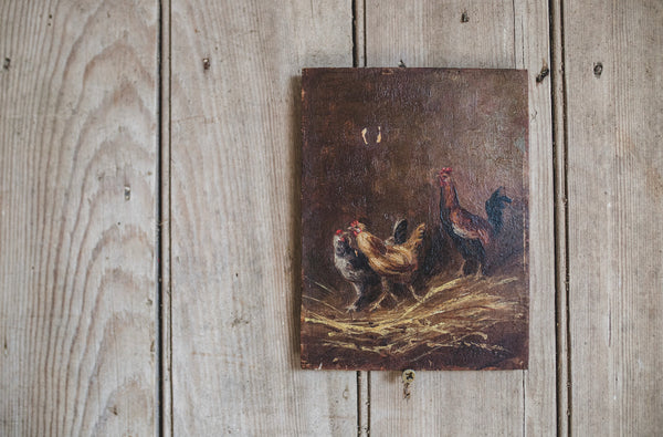 Small French Chicken Oil Painting