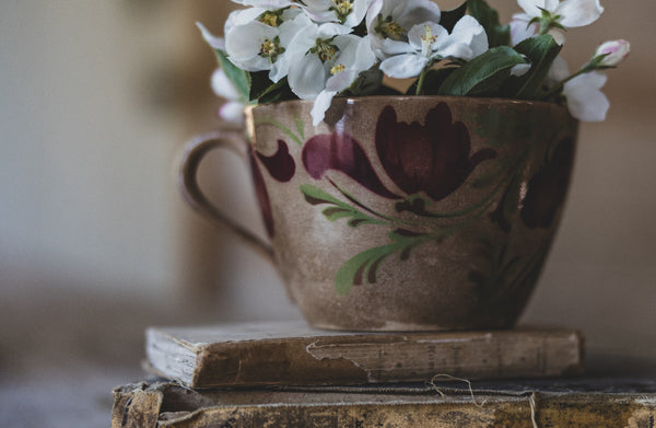 Floral Rustic Crazed Cup