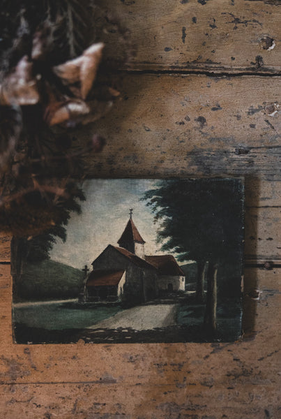Sweet French Church Oil Painting on Canvas