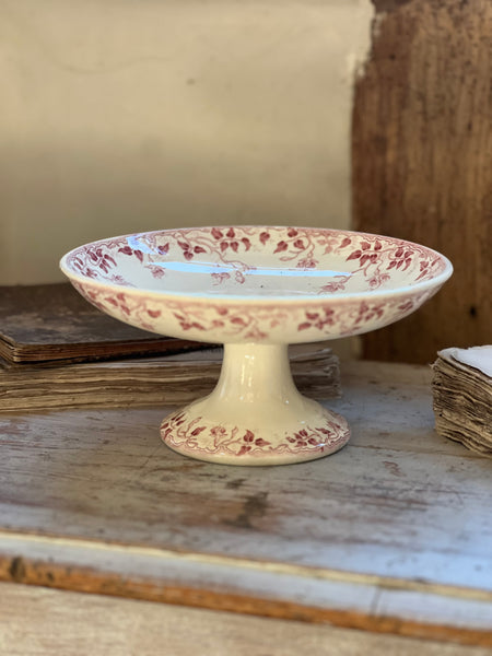 Beautiful French Floral Transferware raised dish
