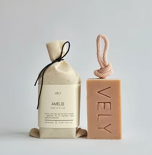 Soap On A Rope "Amélie" With French Pink Clay