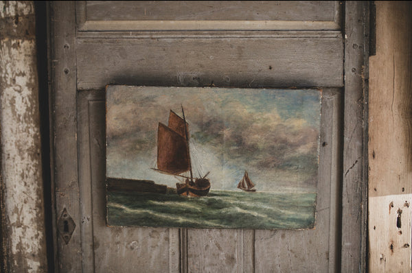 French Boat Painting on Canvas