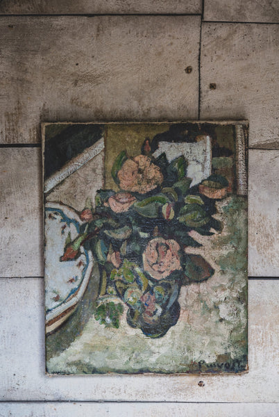 French Floral Oil on Canvas