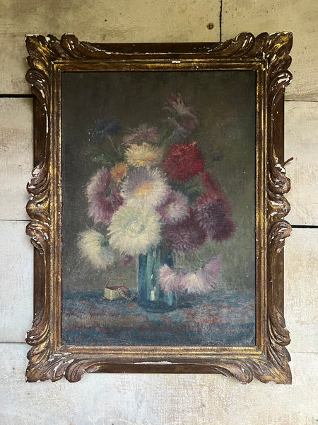 Beautiful Framed French Floral Oil