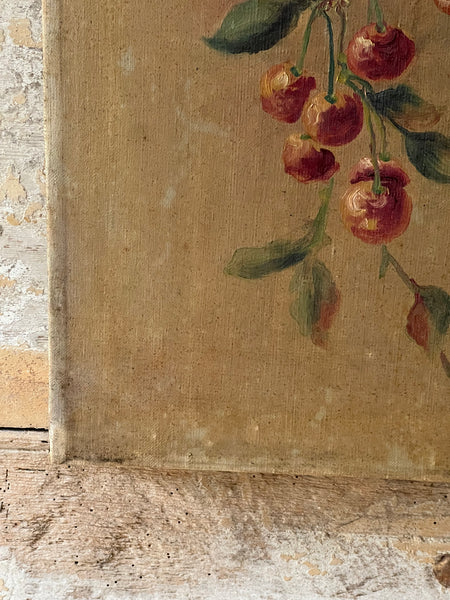 Vintage French Fruit Oil on Canvas