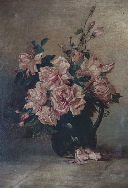 1908 Floral Oil Painting on Canvas