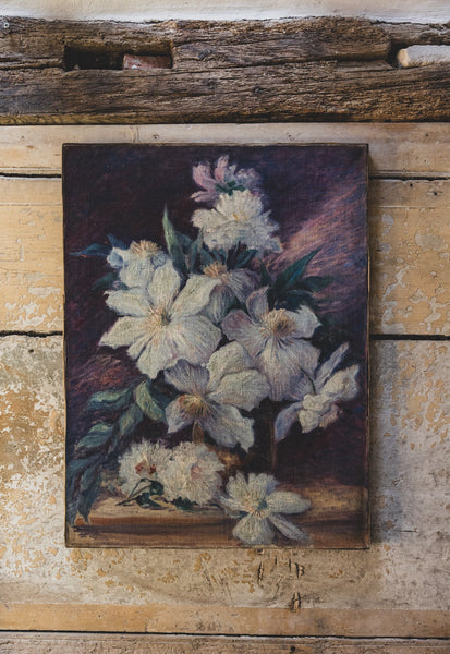 Large French Floral Oil on Canvas