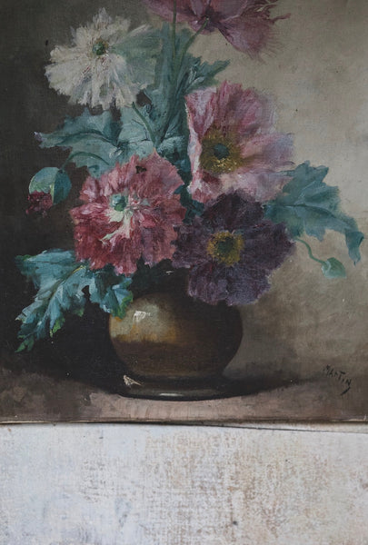 Large Floral Oil Painting on Canvas