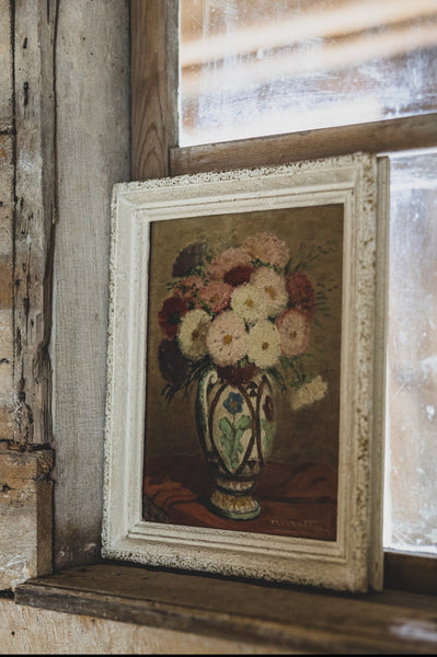 Framed Floral Oil Painting