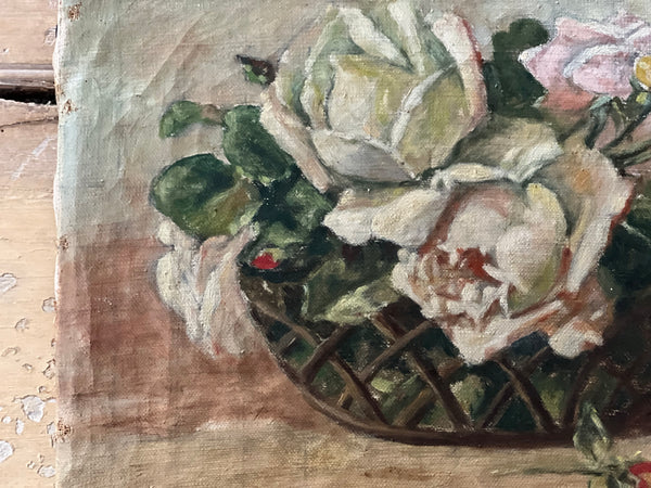 French Floral Oil on Canvas