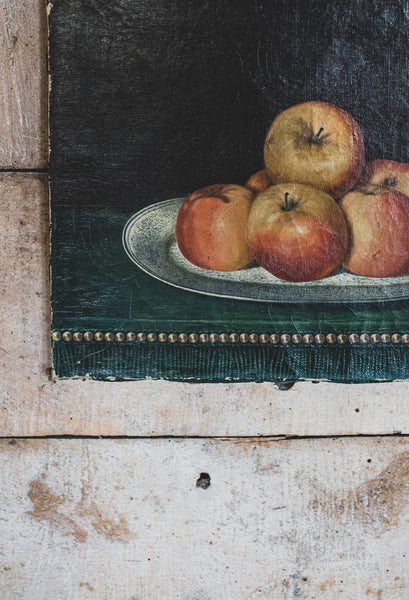 19th Century Oil Fruit & Flowers on Canvas