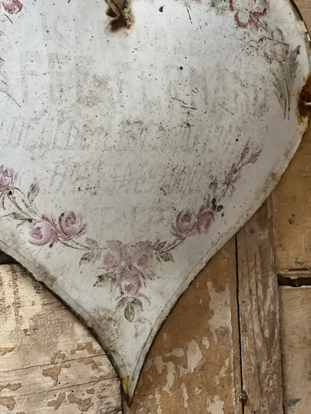 Large Decorative Rustic French Enamel Memorial Heart