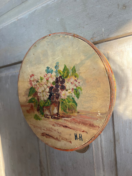 Sweet Painted Floral French Vintage Tambourine