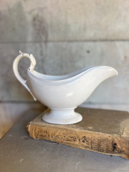 Beautiful Crisp White Vintage French Creil et Montreau Sauce Dish