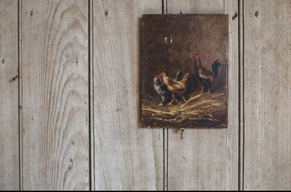 Small French Chicken Oil Painting