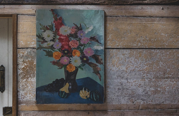 Large Floral Oil Painting on Canvas