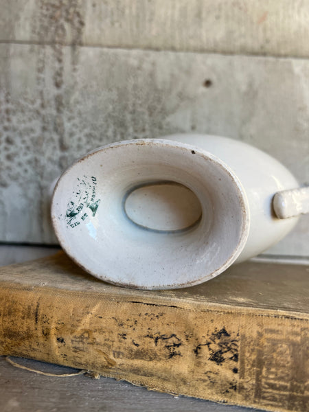 Beautiful Crisp White Vintage French Creil et Montreau Sauce Dish