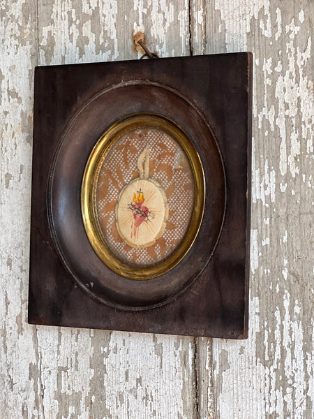 French Framed Handpainted Sacred Heart