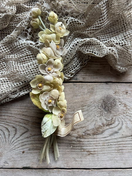 Antique French Fabric Floral Sprig