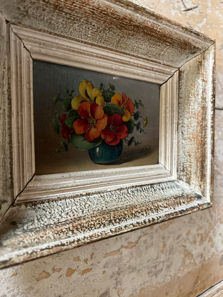 Small Framed Floral Oil Painting