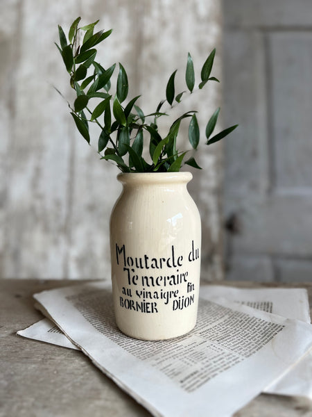 French Stoneware Moutarde de Te Meraire Mustard Jar