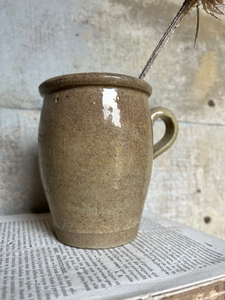 Vintage French Handled Stoneware Pot