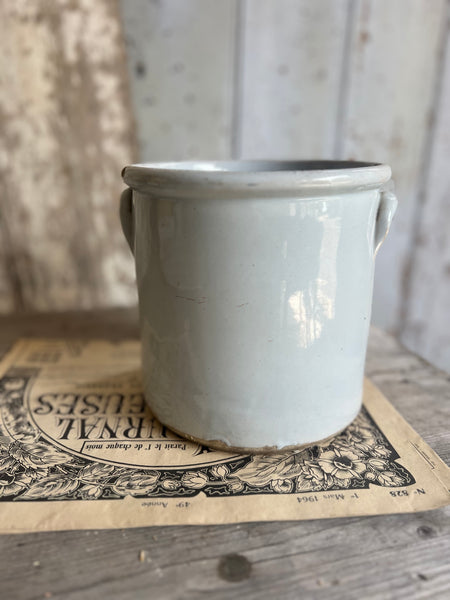 Large White Handled Vintage French Pot
