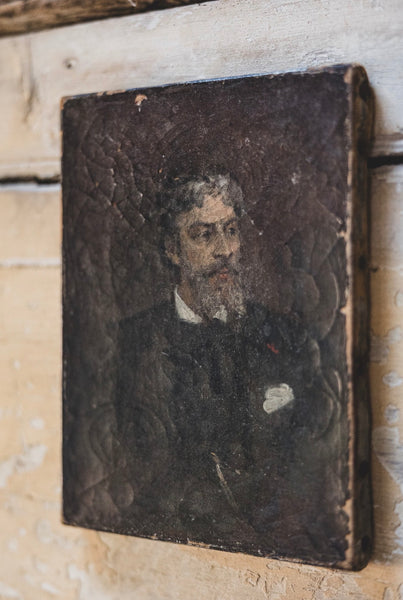 Antique French Portrait on Canvas