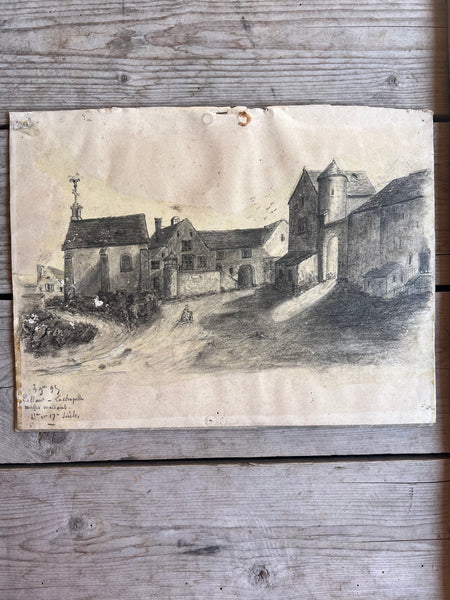 Beautiful Antique French Sketch