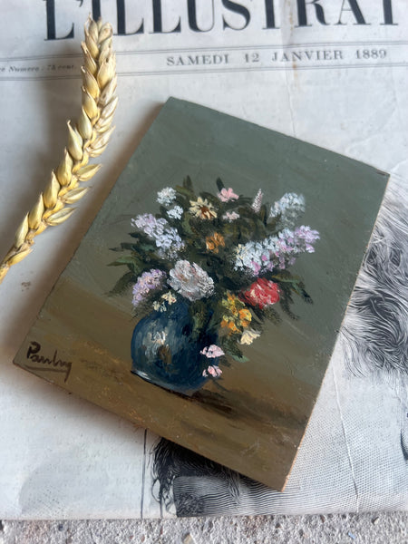 Miniature Floral Oil on Board