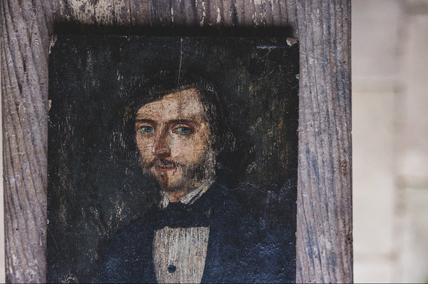 Antique French Portrait on Board - Grandfather Faure from Limousine