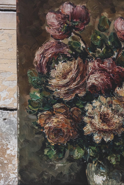 Large Floral Oil Painting on Canvas