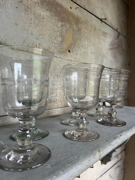 Vintage French Etched Glasses