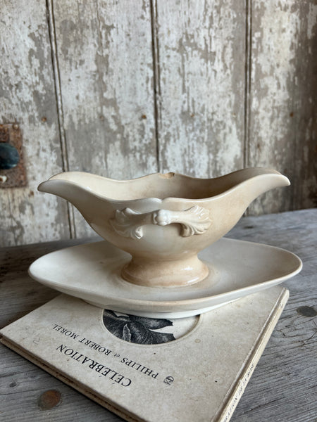 Buttery Toned Vintage French Sauce Dish