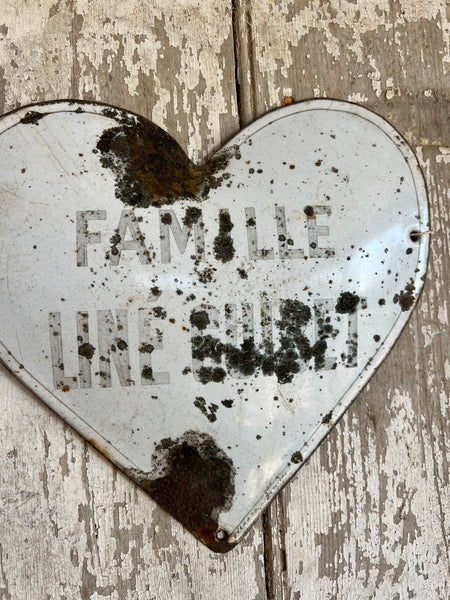 French Vintage Enamel Husband Family Memorial Heart (Large)